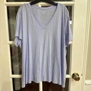 Eileen Fisher Light Purple V-Neck T-Shirt, Plus Size 2X - Summer Loungewear